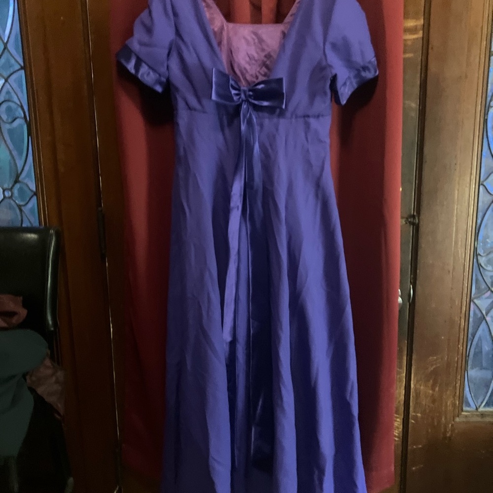 Elegant Purple Gown with Bow